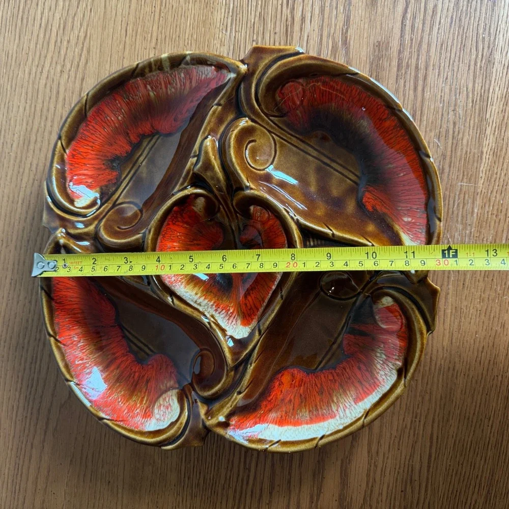 Maurice of California IM 99 Chip Dip Serving Tray‎ Brown Orange Lava Glaze MCM